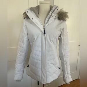 Obermeyer Tuscany Elite White Ski Jacket with Faux Fur Hood | Sz 6